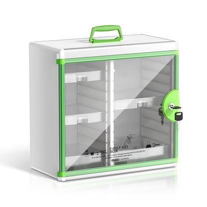 Glosen Lockable Medicine Cabinet with 5 Removable Trays, Wall Mounted & Portable Locking Medicine Cabinet Organizer with Key Lock for Home, Bathroom, Office - Aluminum Alloy Frame(13.6x13.4x6.5Inch)