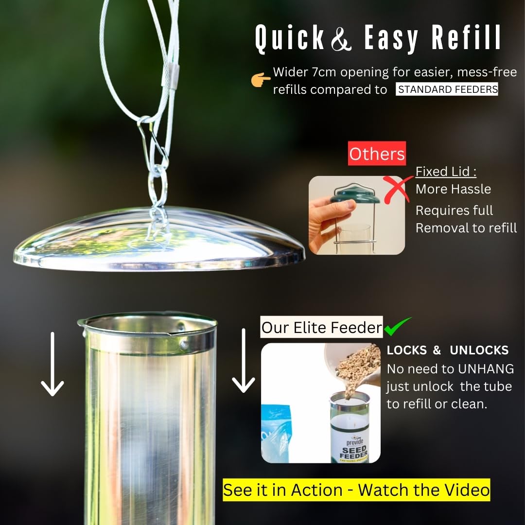 HEAVY DUTY stainless steel metal bird feeder, easy clean garden bird seed feeders hanging, bird feeders for small birds, bird feeders hanging for wild bird, hanging bird feeder for backyard BY PROVIDE