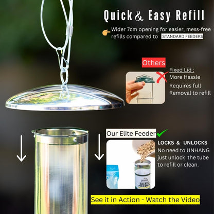 HEAVY DUTY stainless steel metal bird feeder, easy clean garden bird seed feeders hanging, bird feeders for small birds, bird feeders hanging for wild bird, hanging bird feeder for backyard BY PROVIDE