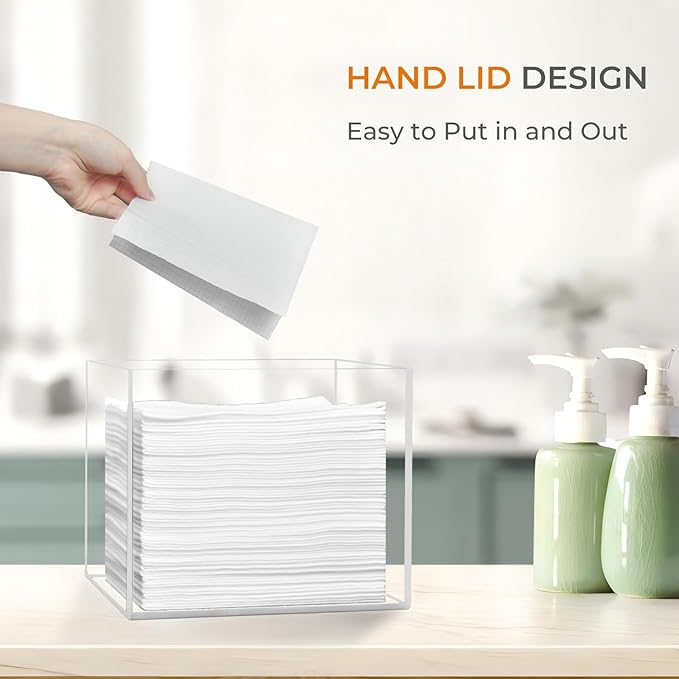 Disposable Face Towel Holder, Acrylic Face Towelettes Storage Box Compatible