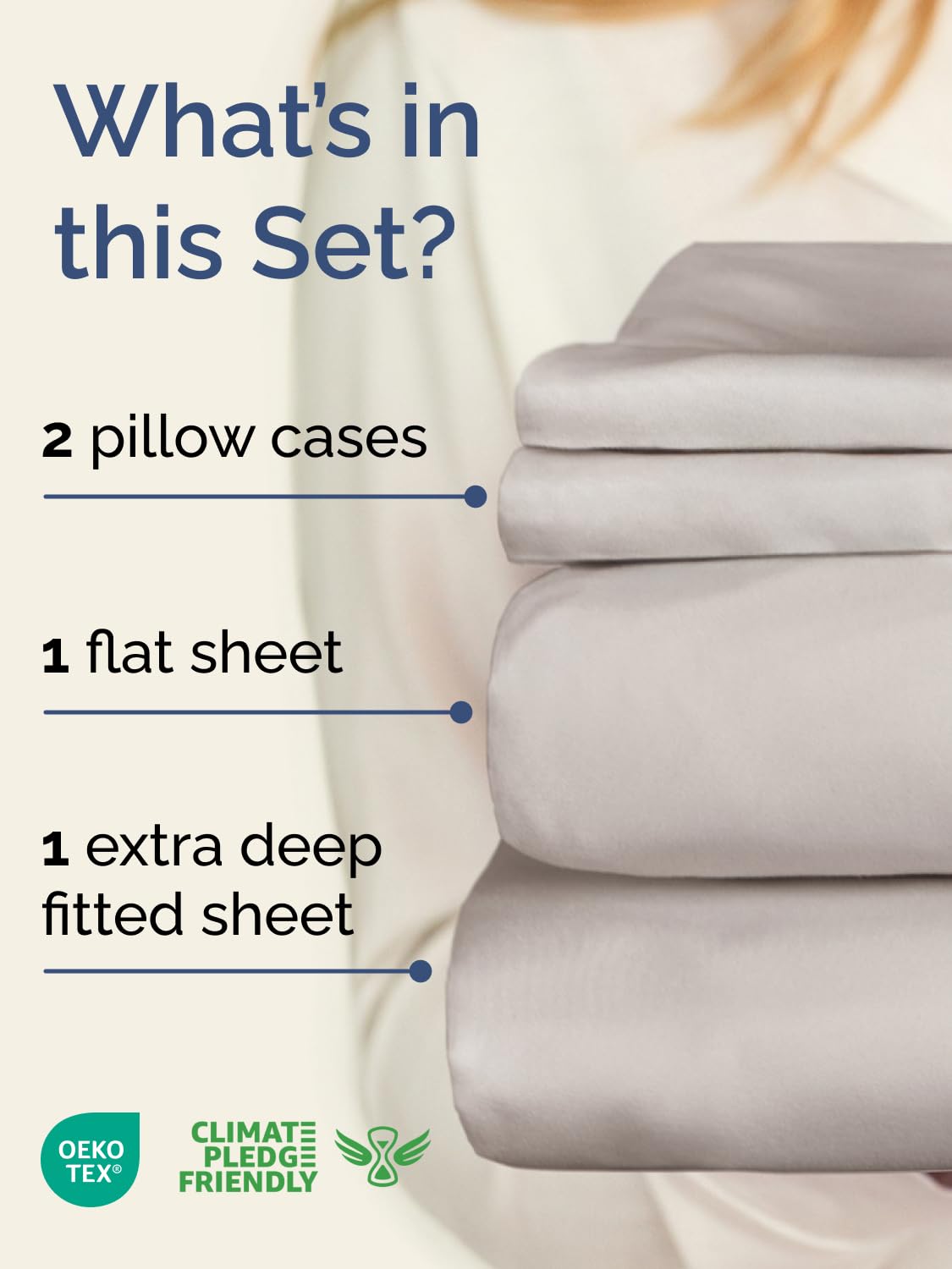 Extra Deep Pocket King Size Sheet Set - 4 Piece Breathable & Cooling Bed Sheets - Hotel Luxury Bedding with 16 to 21 inch Extra Deep Pockets - Soft, Fade and Wrinkle Resistant - Oeko-Tex - Light Grey