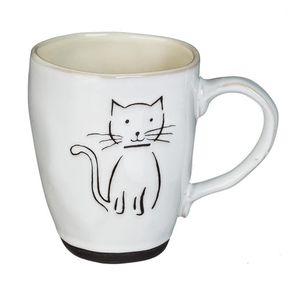 Cypress Home Pet Cat Ceramic Cup Gift Set Includes Mouse Cat Toy for Your Furry Friend Gift for Cat Lovers Kitty Mug - 6 x 4 x 5 Inches