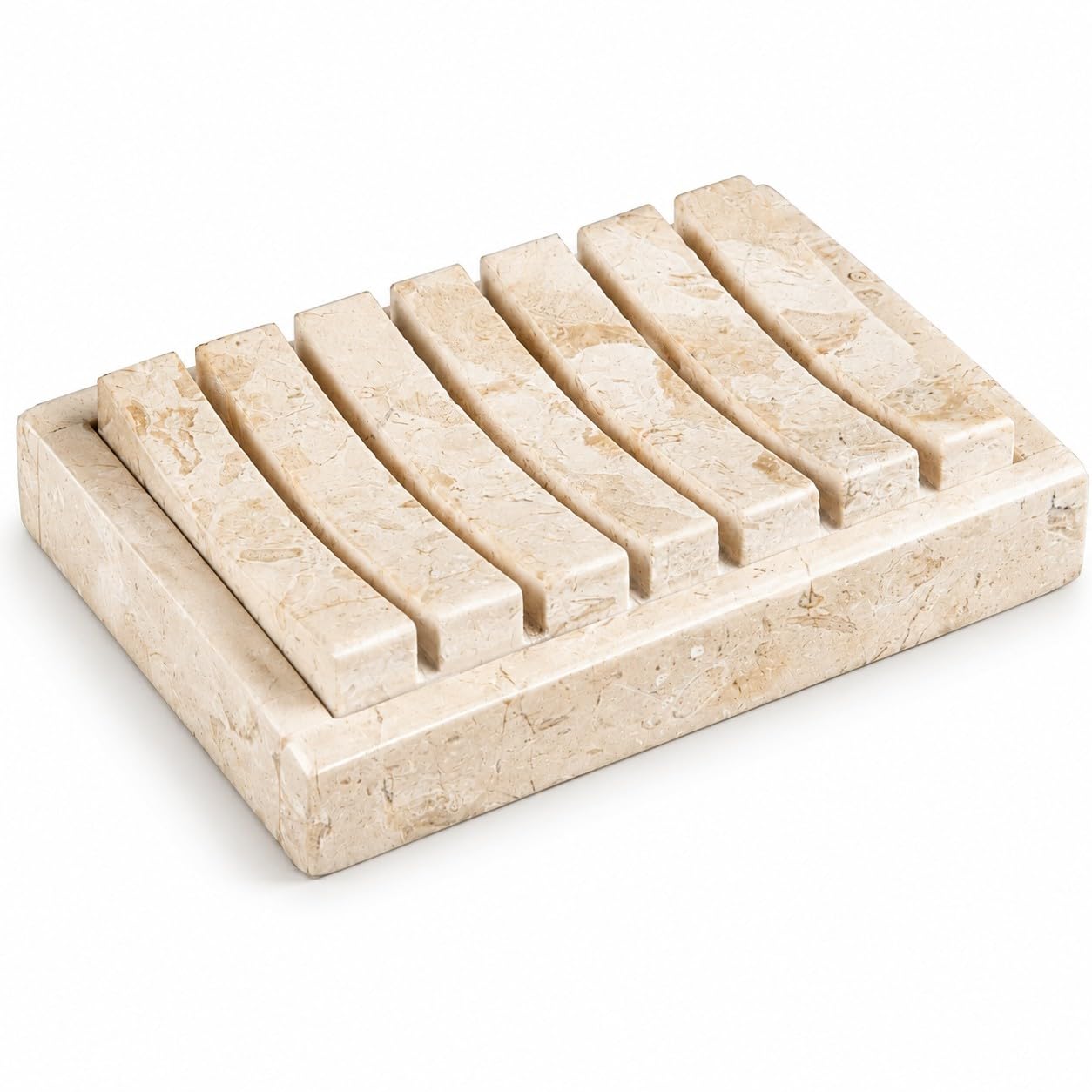 Creative Home Natural Champagne Marble Soap Dish, Beige, 5.2" x 4"