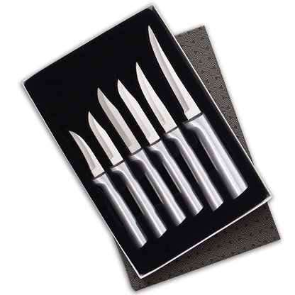 Rada Cutlery All-Star Paring Gift Set (S52) with Quick Edge Sharpener (R119), 6-Piece Knife Set and Knife Sharpener, Stainless Steel Blades, Silver Handle