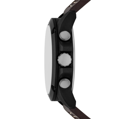 Folio Men's Black and Brown Vegan Leather Strap Watch, Bracelet and Accessories Gift Set (Model: FMDFL6049)