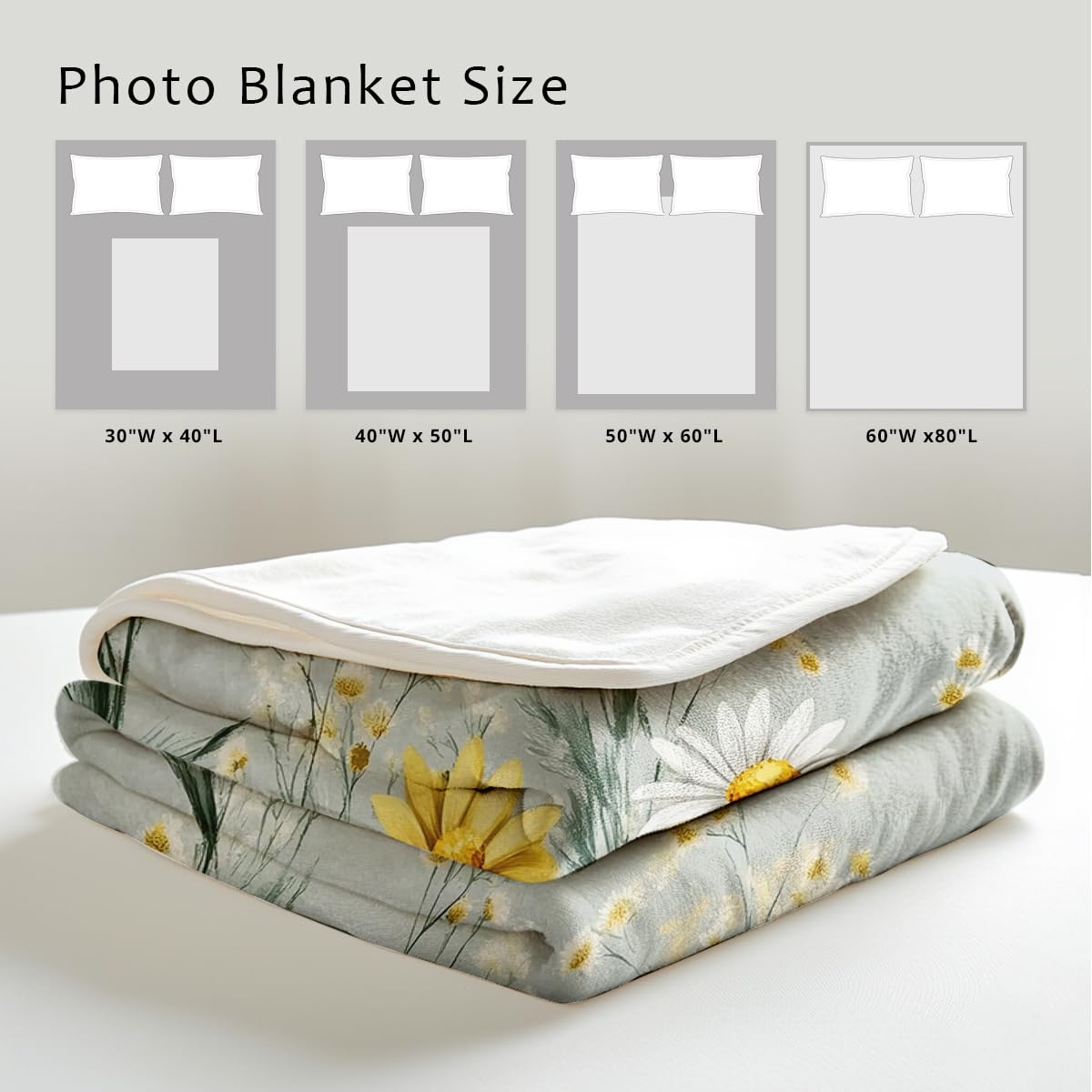 HUNXIAOJ Printed Bed Throw Blanket Butterfly and Daisy Flower Soft Flannel Blanket for Couch Bed Floral Throw for Living Room Office Home Decor (49"x59")