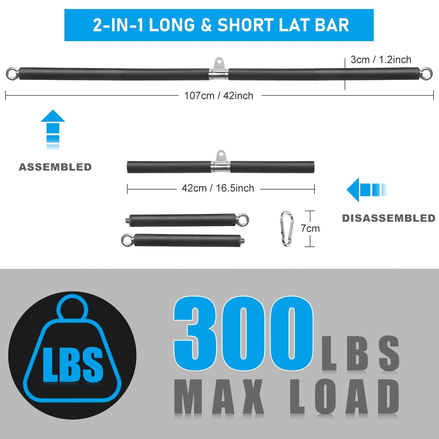 Resistance Band Bar, Portable 3-Section Pilates Bar for Resistance Bands Multi Home Gym Resistance Training Equipment for Full Body Shaping Pull Down Bar for Lat Pull Down, Row
