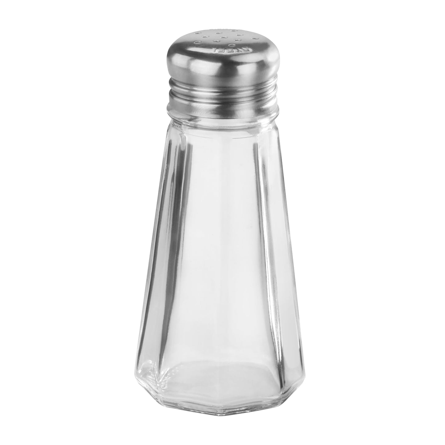New Star Foodservice Glass Salt and Pepper Shaker with Stainless Steel Mushroom Top, 3-Ounce, Set of 12