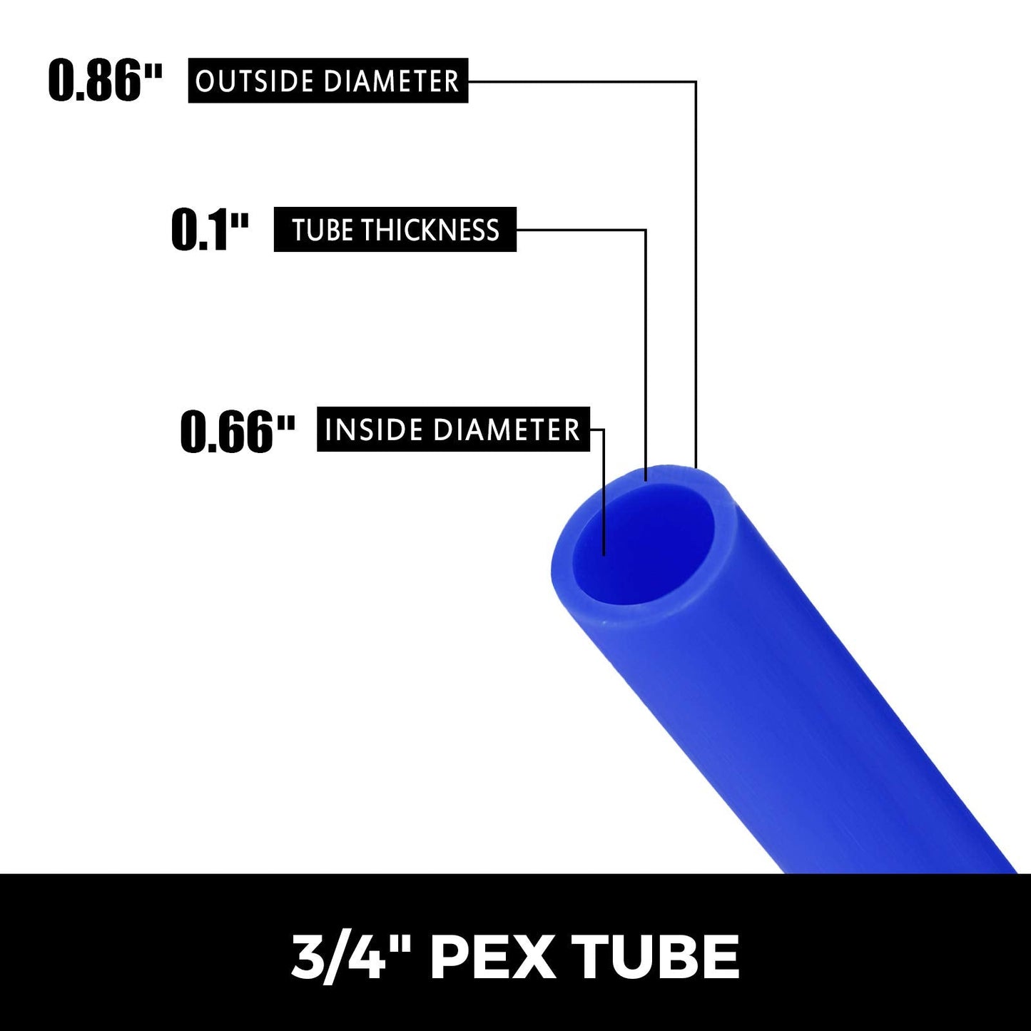 VEVOR Oxygen Non-Barrier PEX Tubing 500 Ft Blue 3/4 Inch PEX Pipe Radiant Heat Floor EVOH Pex-B Heat Durable Plumbing Flexible for Residential Commercial Heating Plumbing