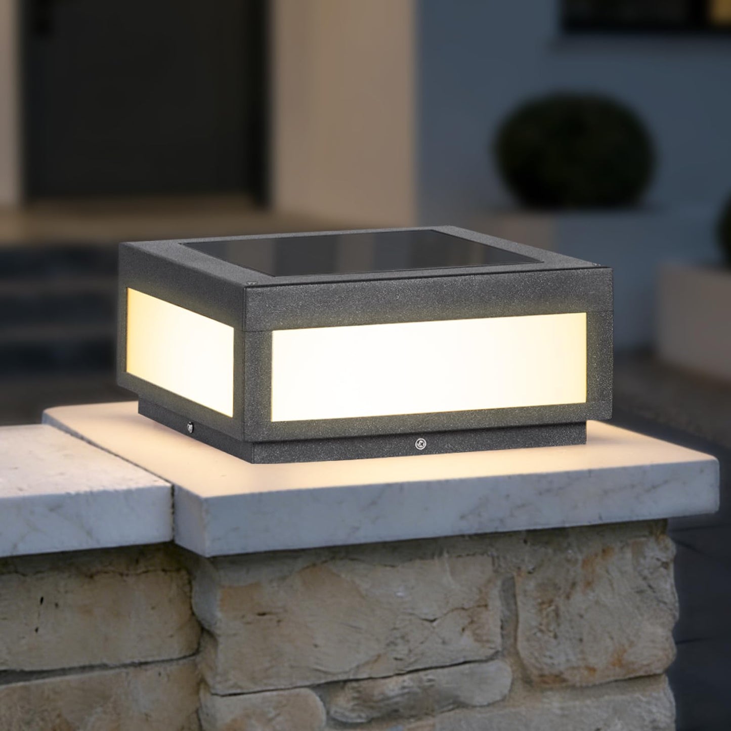 Smplhavn 11.81" Solar Post Lights, IP54 Waterproof Solar Pillar Lights Outdoor, 3000K LED Outdoor Lamp Post Light, Dusk to Dawn Column Lighting for Posts Fence Outside Entrance Yard Driveway
