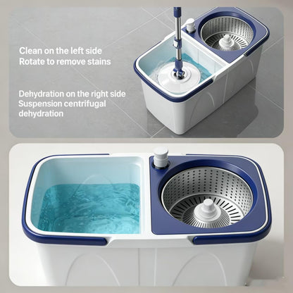 Spin Mop and Bucket Set - 360 Degree Microfiber Mop with Hands Free Wringer System, Multi Surface Floor Cleaning Mop for Hardwood, Tile, and Vinyl Floors