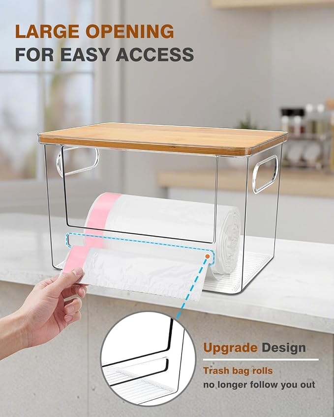 Trash Bag Dispenser 2 Pack, Acrylic Garbage Bags Dispenser