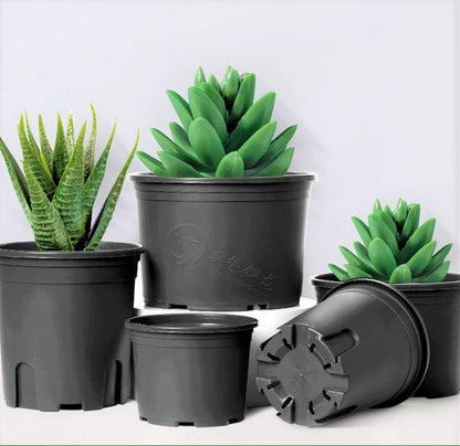 KAHEIGN 10Pcs Plastic Flower Pots, 19.5cm Thicken Plant Pots Plant Container Indoor Gardening Pot (Black)