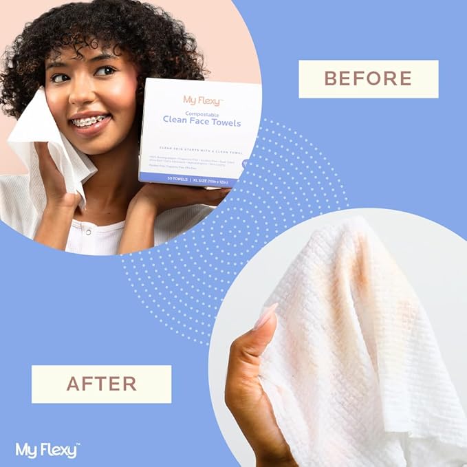 Disposable Face Towels XL for Skin Care & Makeup Removal – 100% Biodegradable