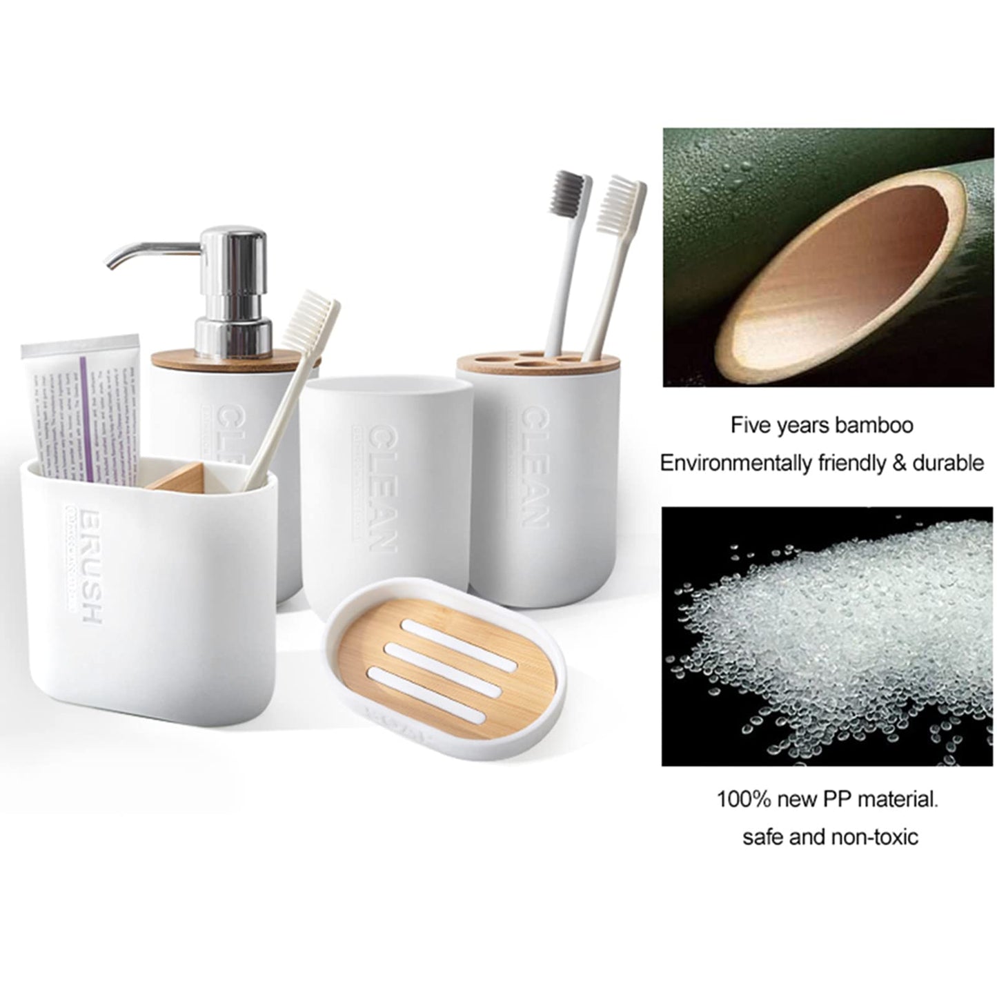 Toothbrush Holders Bamboo Electric Toothbrush Holder Bathroom Storage Organizer Countertop for Toothpaste, Floss, Razor, 2 Pack White