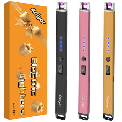 Christmas Stocking Stuffers - 3 Pack Electric Lighter, Birthday Gifts for Women Mom Men Wife Sister, Rechargeable USB Arc Long Candle Lighters for Candle Camping BBQ