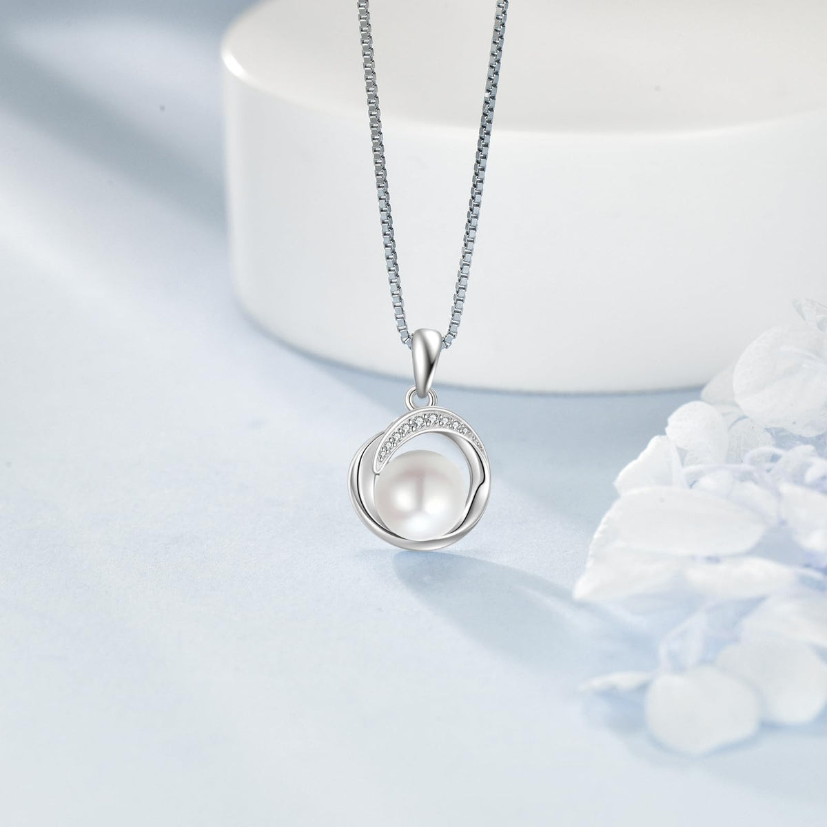POPLYKE Single Pearl Necklaces for Women 925 Sterling Silver 8mm Pearl Jewelry Gifts for Her 18+2 IN