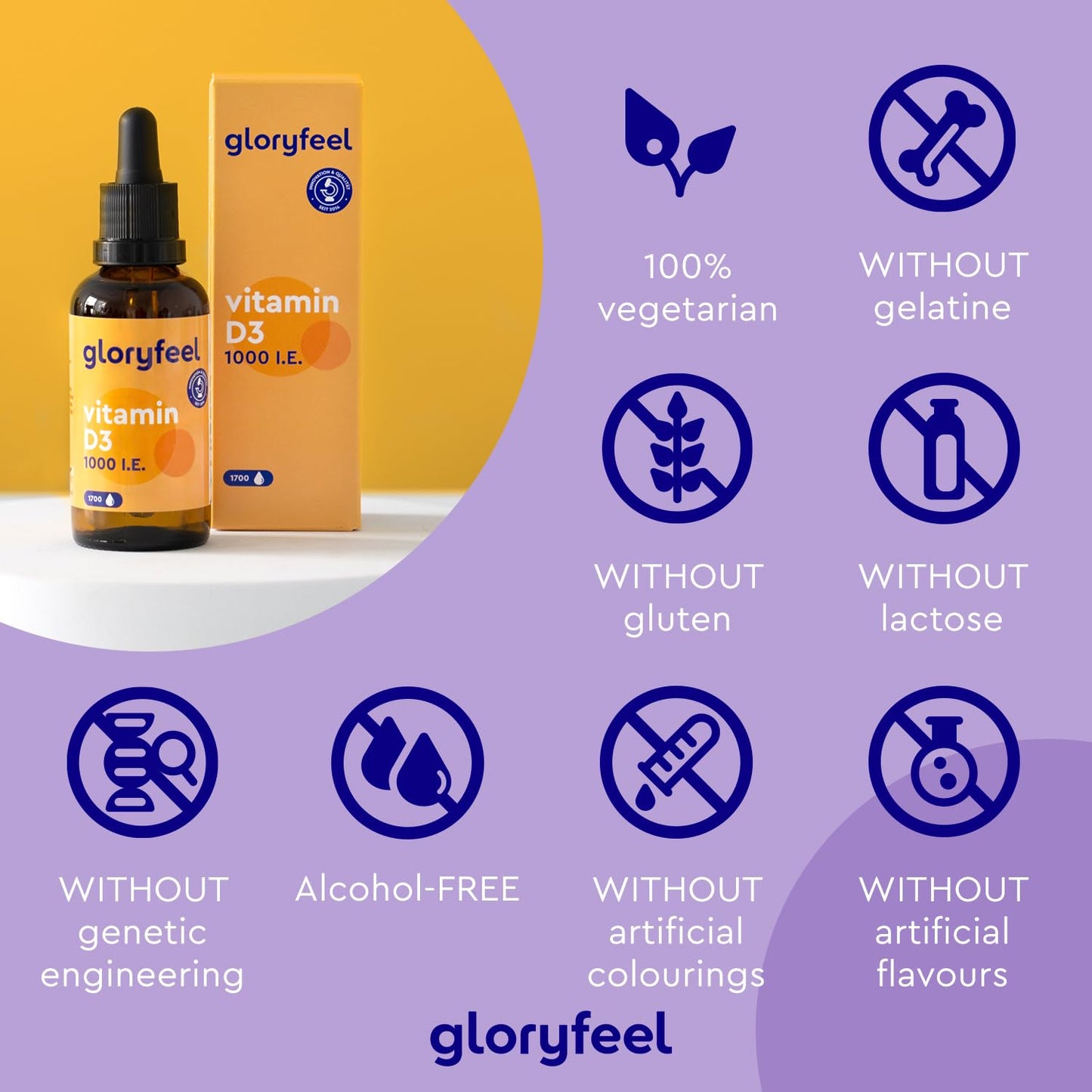 Vitamin D3 Drops - 50ml Liquid Vitamin D3 in MCT Oil, 1.000 IU per Drop (1700 Drops) - for Kids & Adults - Supplement Made in Germany