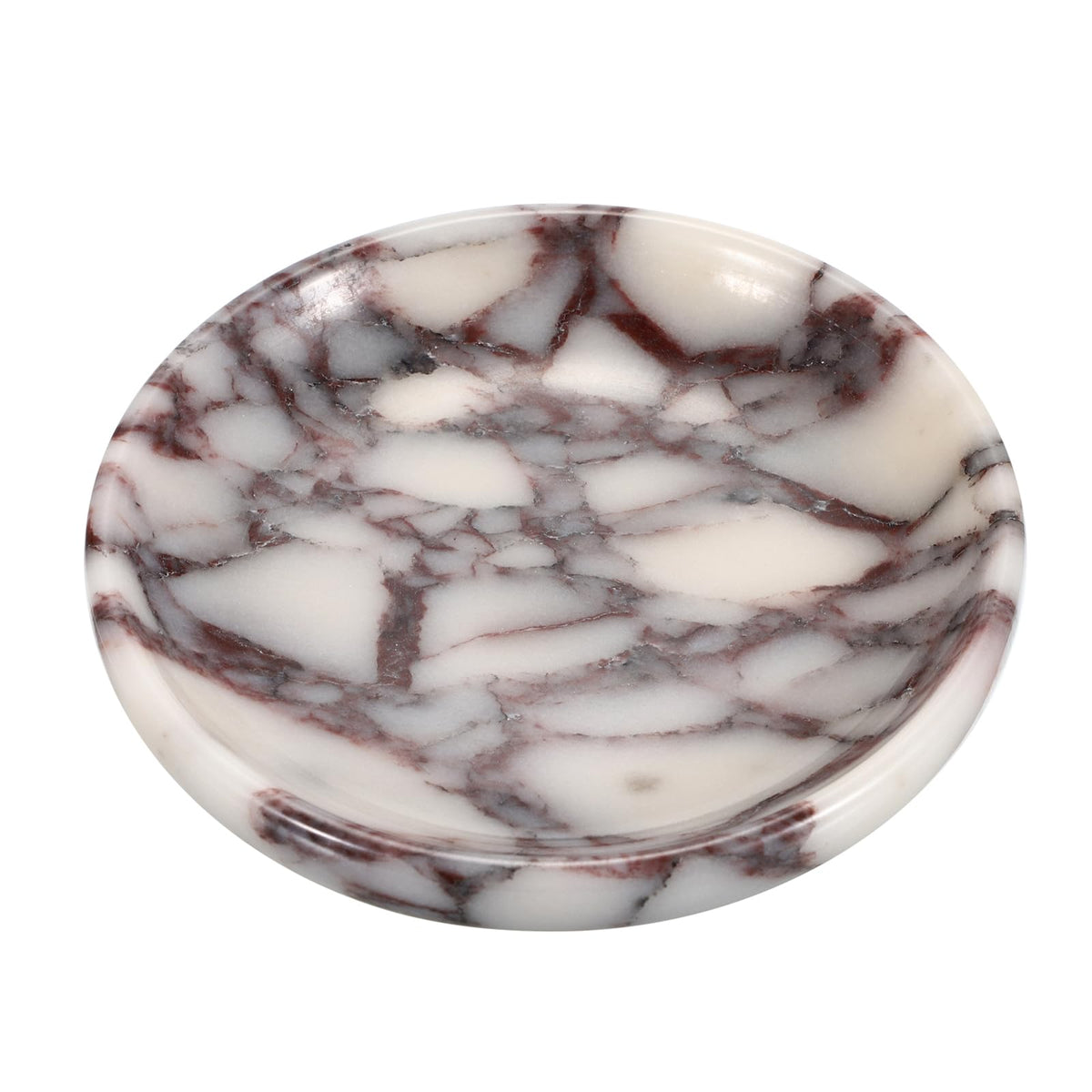 GUSHBIN Small Round Key Bowl for Entryway Table - 5.5" Natural Marble Jewelry Dish Tray Decorative Key Plate Holder Catch All Bowl for Earring Necklace Ring Holder for Bathroom