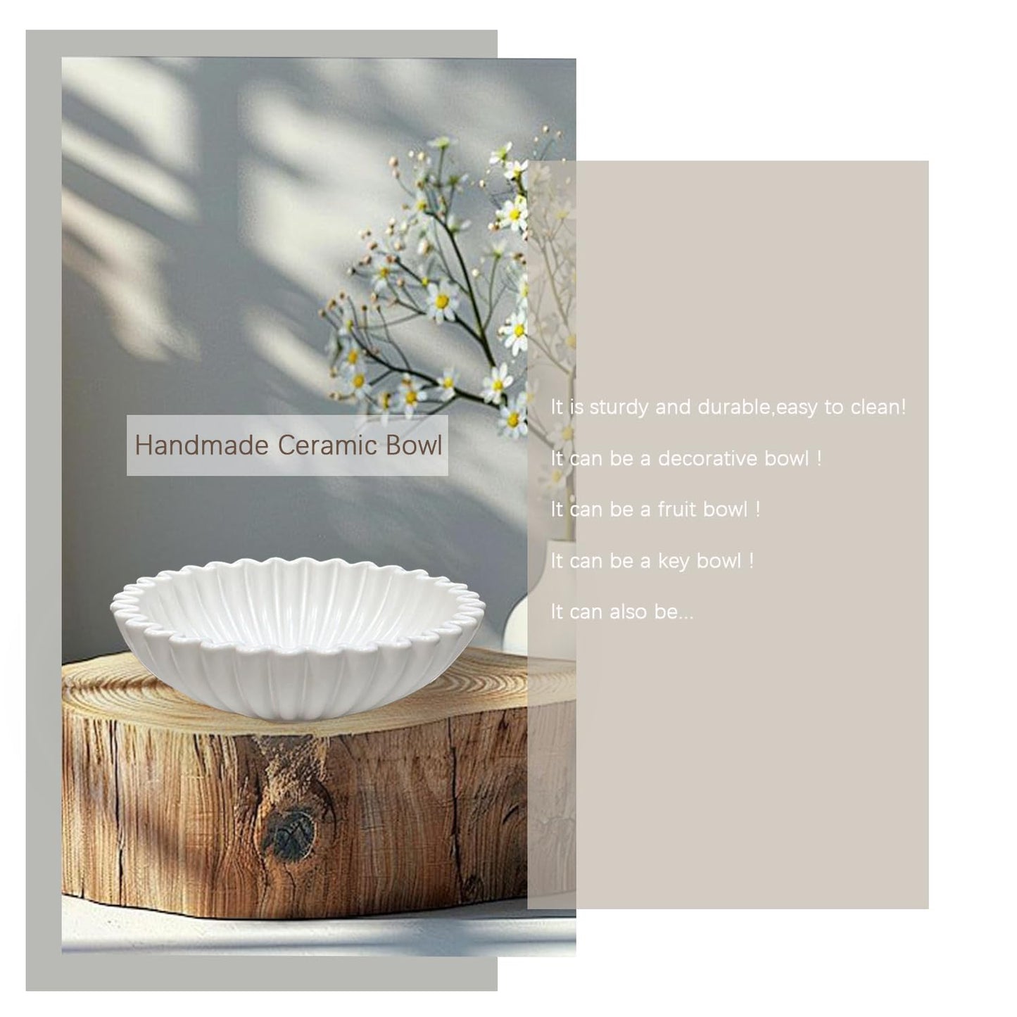 Ardicema Large Ceramic Decorative Bowl -White Decorative Bowls for Home Decor-Perfect for Entry Way Table, Fruit Bowl, Key Bowl