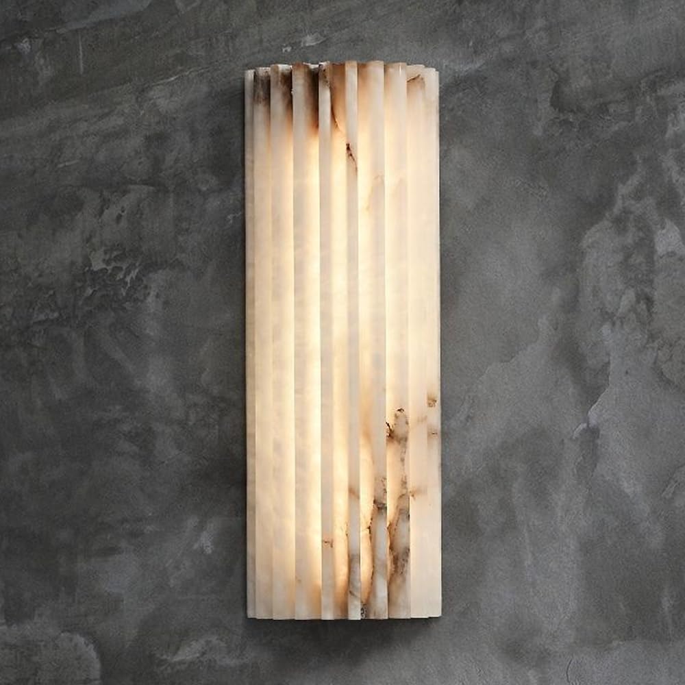 YMDHFS Natural Alabaster Wall Sconce Semicircle Marble Wall Light Creative Bathroom Wall Sconce Mid Century Stone Wall Mount Light for Living Room Bedroom Hallway Kitchen Cafe Stairs