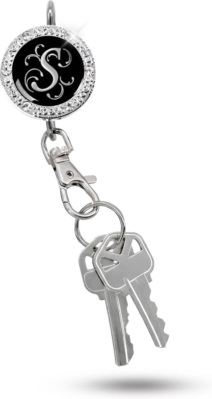 Women’s Bag Charm Key Finder, Car Keychain Hook, Cute Purse Organizer & Tote Bag Accessories, Gifts for Mom - Monogram S