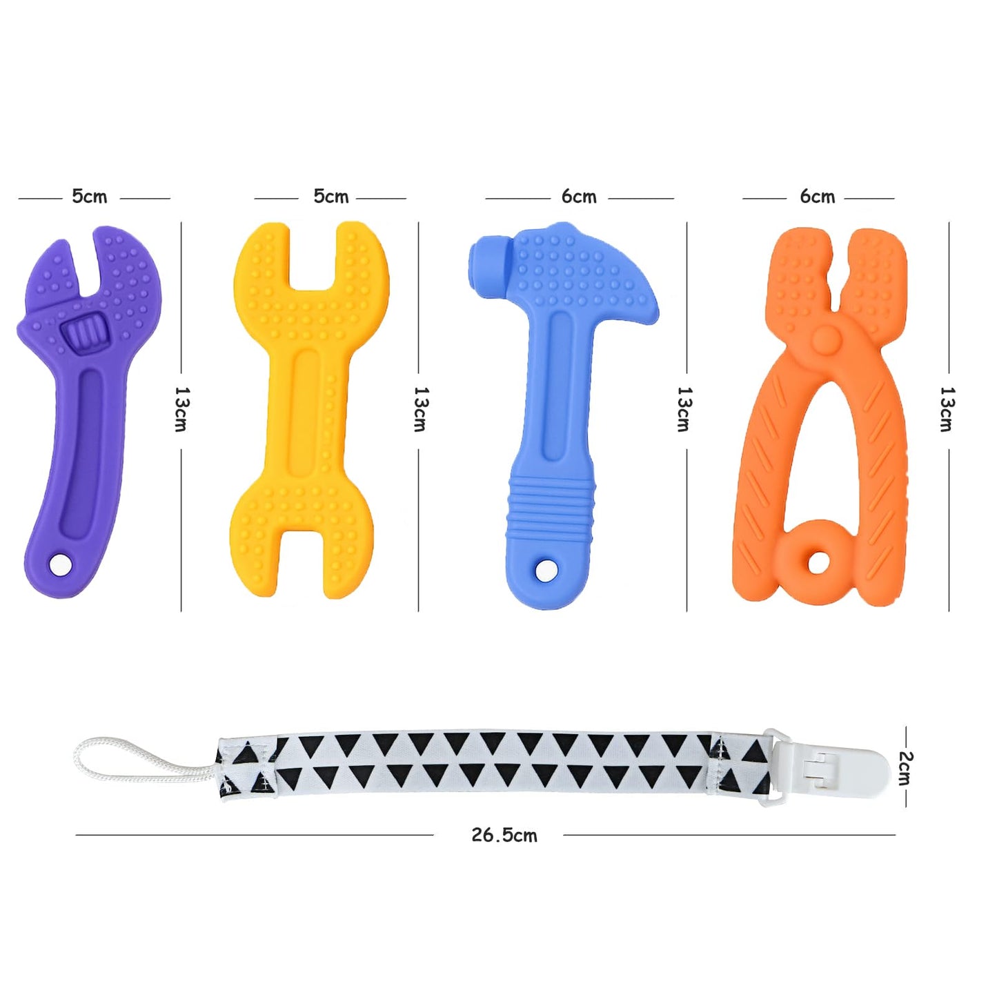 Haili Baby Teething Toys, Baby Teethers for 3-6 Months, Freezer BPA Free Silicone Teethers for Babies 6-12 Months 0-6 Months, Hammer Wrench Spanner Pliers Shape Teether Chew Toys