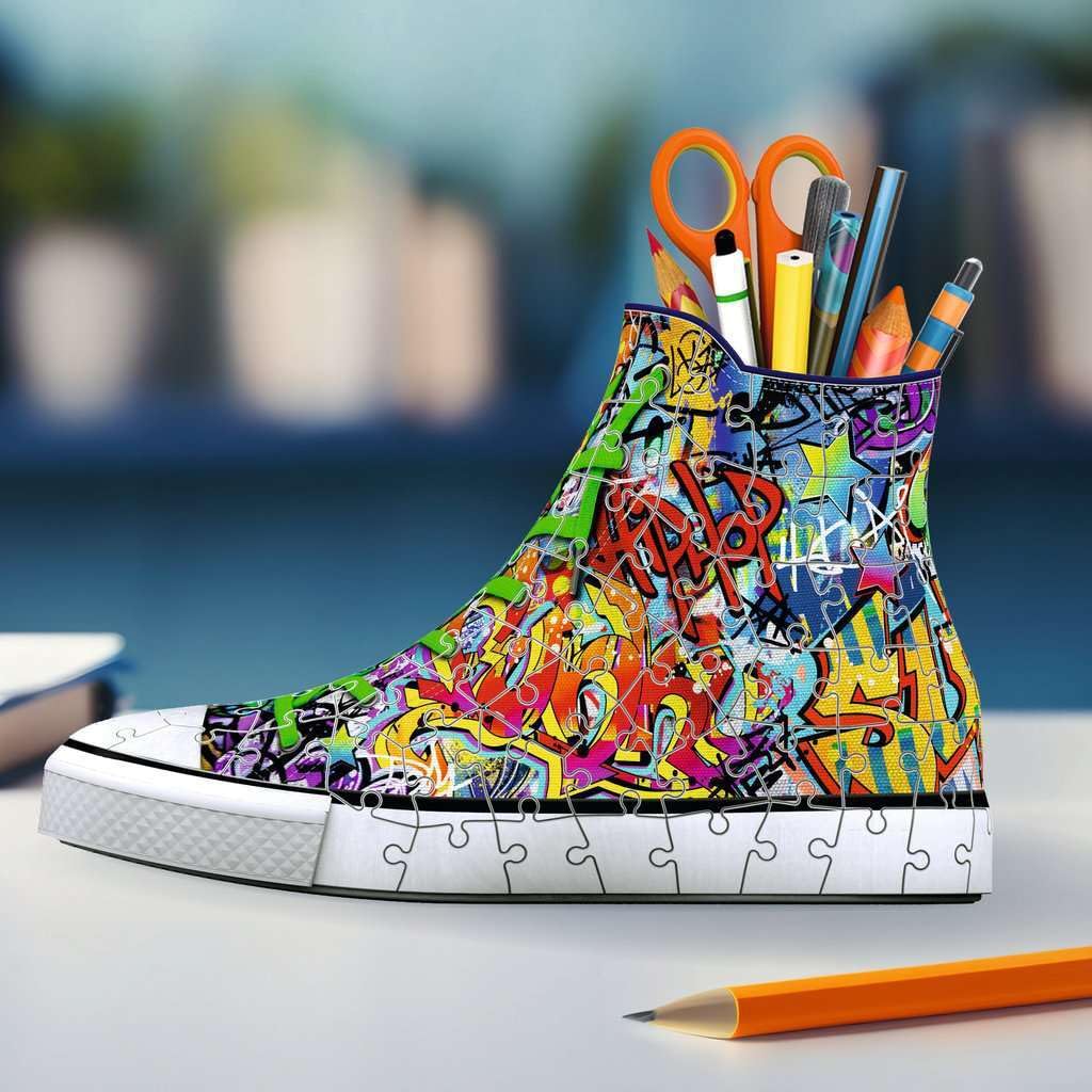 Ravensburger Graffiti Shoe 3D Jigsaw Puzzle for Kids Age 8 Years Up - 108 Pieces Pencil Pot - No Glue Required