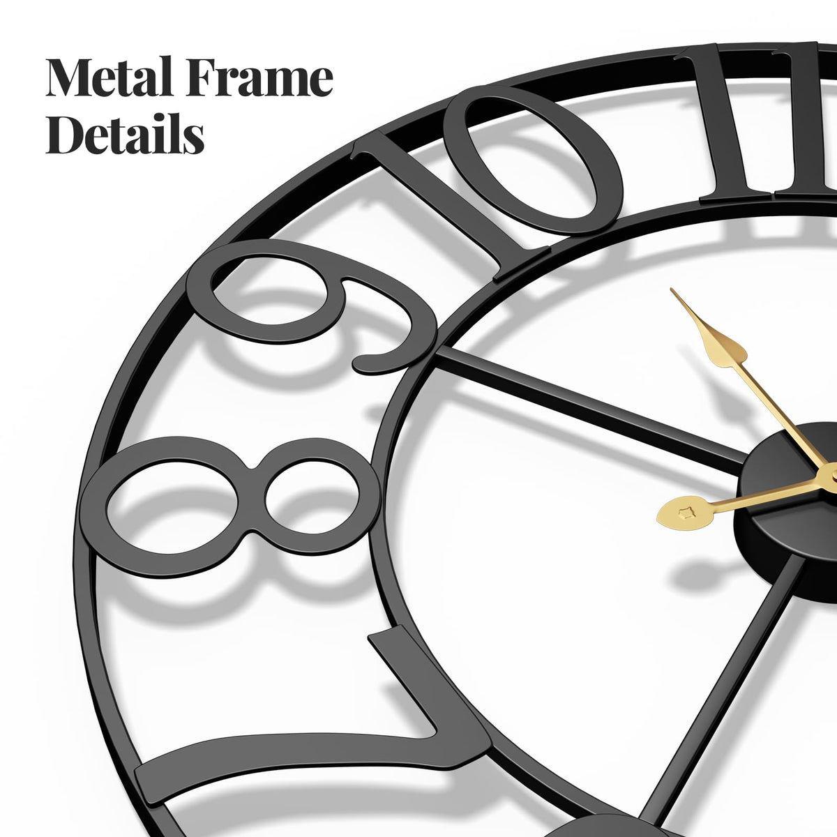 Cuspin Large Wall Clock for Living Room Decor, 30 Inch Wall Clock Battery-Operated Silent Non Ticking, Modern Black Decorative Metal Clock with Arabic Numerals