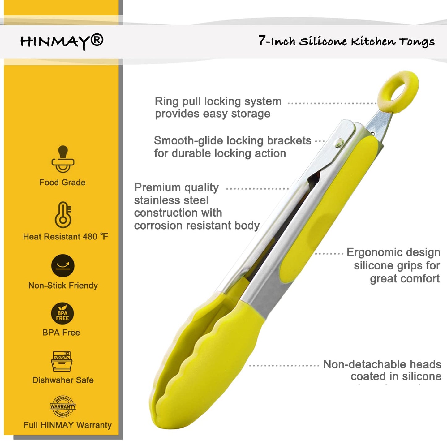 Small Silicone Tongs 7-Inch Mini Serving Tongs, Set of 3 (Black Gray White)