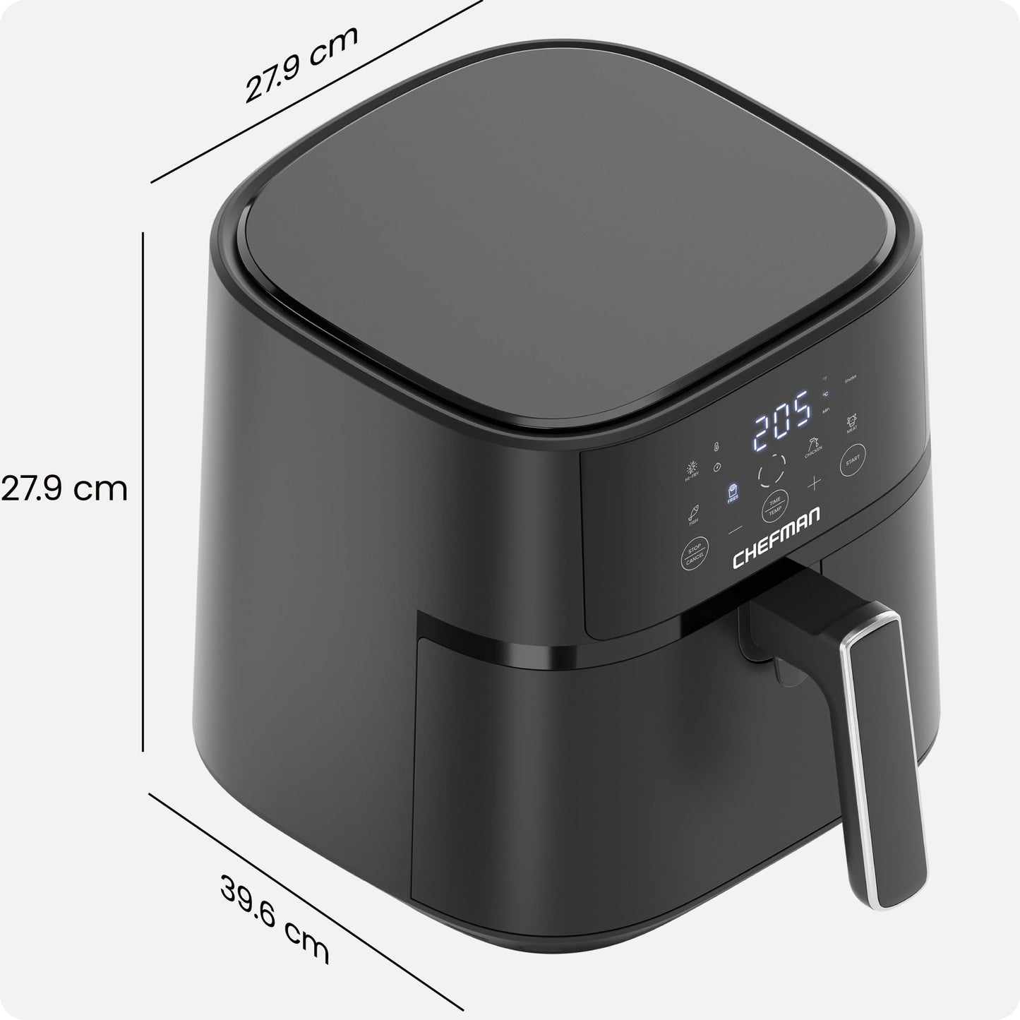 Chefman 5.7L Air Fryer, Touch Controls with 4 Presets, Compact Air Fryer with Hi-Fry Technology for Extra Crisp, Quick & Easy Meals, Nonstick & Dishwasher Safe Basket, Black
