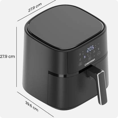 Chefman 5.7L Air Fryer, Touch Controls with 4 Presets, Compact Air Fryer with Hi-Fry Technology for Extra Crisp, Quick & Easy Meals, Nonstick & Dishwasher Safe Basket, Black