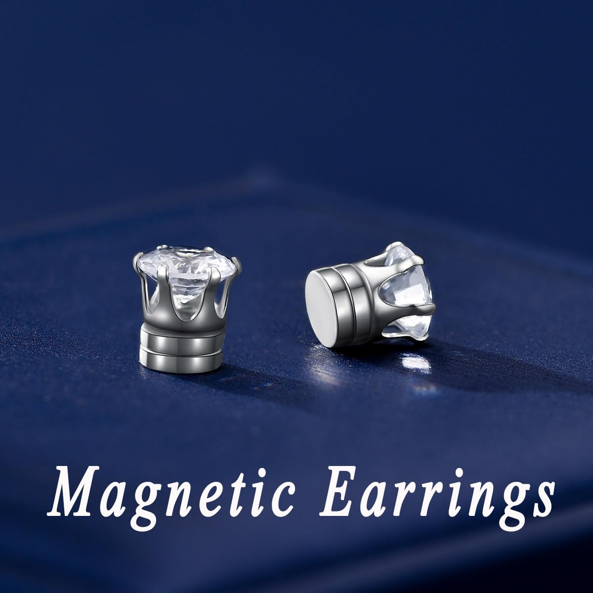 Spiritlele 12 Pairs Birthstone Magnetic Earrings Set Cubic Zirconia Clip on Non Piercing Fake Stud Earrings Birthday Gifts Unisex (Circle)