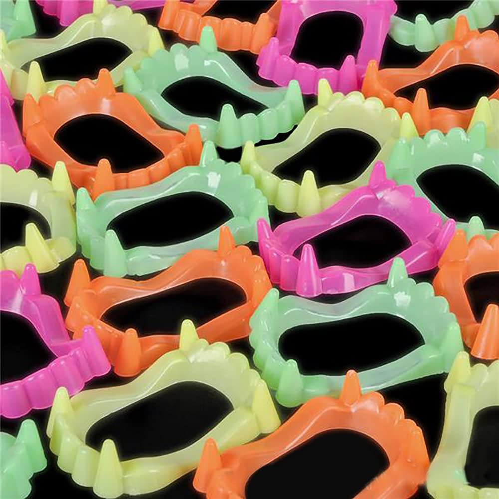 The Dreidel Company Halloween Teeth Neon Fangs Teeth, Costume, Funny Halloween Dress-Up, Pretend Play Decoration (12-Pack)