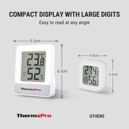 ThermoPro TP49W-3 Digital Mini Thermo-Hygrometer Thermometer Indoor Room Thermometer 3 Temperature and Humidity Meter with Smiley Indicator