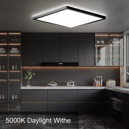 MLOQI 36W LED Bathroom Ceiling Lights, IP44 Waterproof, 5000K Daylight White, LED Ceiling Light for Office Kitchen Hallway Living Room (Black Edge)
