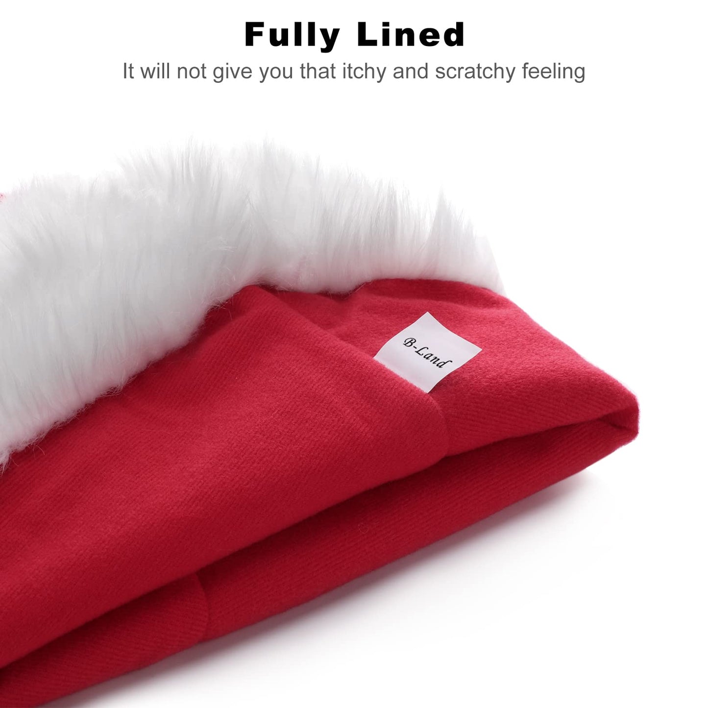 B-Land Unisex-Adult's Santa Hat, Christmas Hats for Adults Women Men Extra Thicken Xmas Holiday Hat with Comfort Liner Red 1 PC