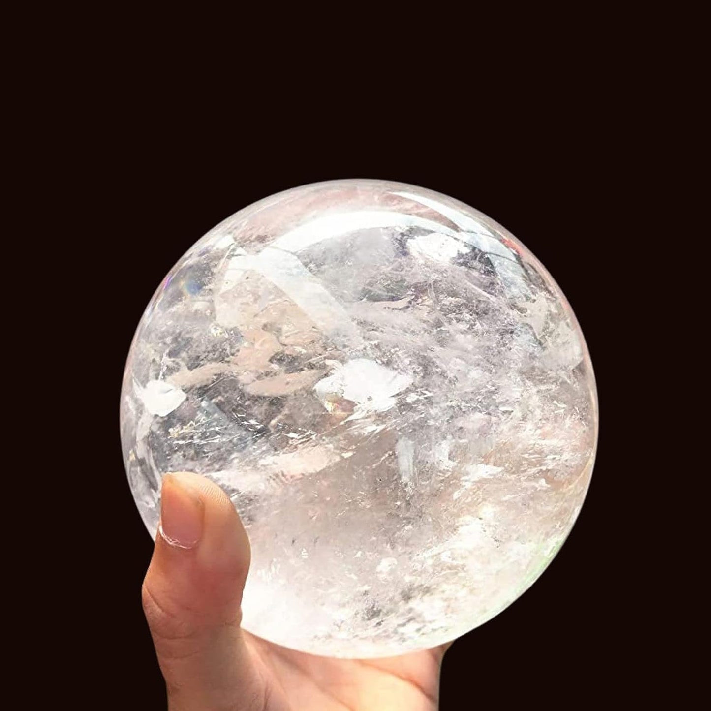 RALDMOV Natural Clear Quartz Crystal Ball,White Crystal Sphere Healing Crystal Ball with Stand Home Decor Prosperous Love Invite Wealth + Pedestal (700g)
