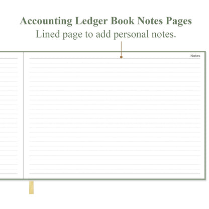Accounting Ledger Book - Ledger Book for Small Businesses Bookkeeping & Personal Use, Expense Tracker Notebook for Tracking Money, Expenses, Deposits & Balance, 7" x 10", Green