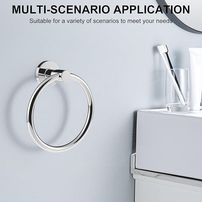 SetSail Towel Holder for Bathroom Wall Screw-in 3 Packs Towel Ring Stainless