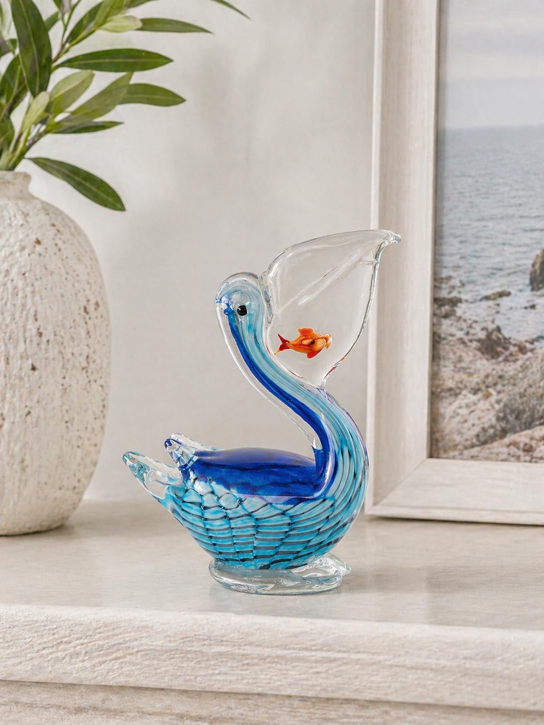 Beachcombers Pelican Glass Figurine 5" x 7"