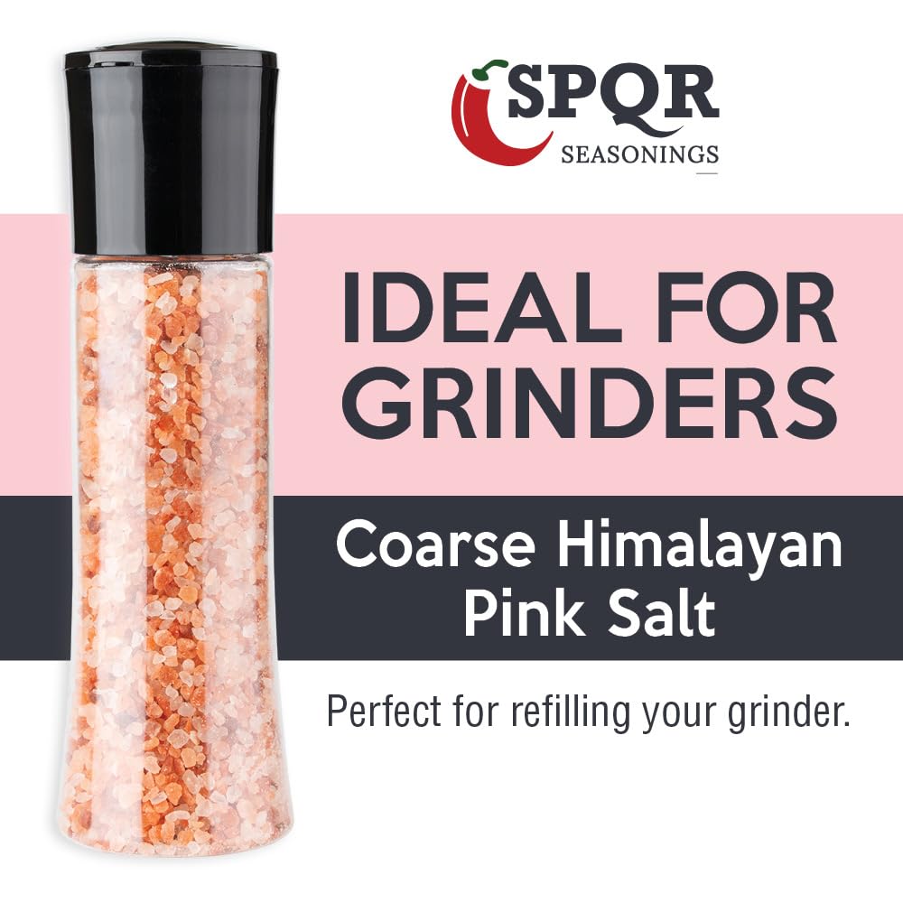 Himalayan Pink Salt Coarse Grain XL 1.2 lb. Bottle Grinder Refill Nutrient and Mineral Dense Salt Crystals by SPQR Seasonings