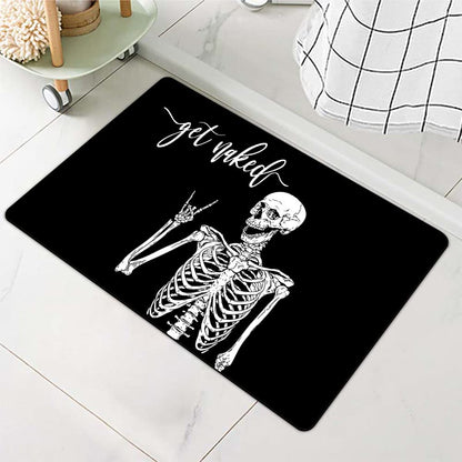 ZHUZHISHAN Diatomaceous Earth Bath Mat,Black Funny Skull Non-Slip Volume Super Absorbent Fast Drying for Bathroom Kitchen Door mat,Eco-Friendly Easy to Clean 16×24Inch (40 * 60cm)