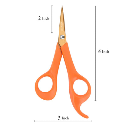 KUONIIY Micro-Tip Scissors, Precision Titanium Blades, 6 Inch Craft Detail Scissors Ideal for Paper, Scrapbooking, Beauty Crafting, Sewing, 4Pack