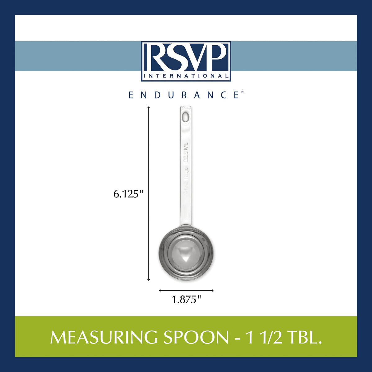 RSVP International Endurance Kitchen Collection Open Stock Measuring Spoon, Stainless Steel, Dishwasher Safe, 1.5-Tablespoon