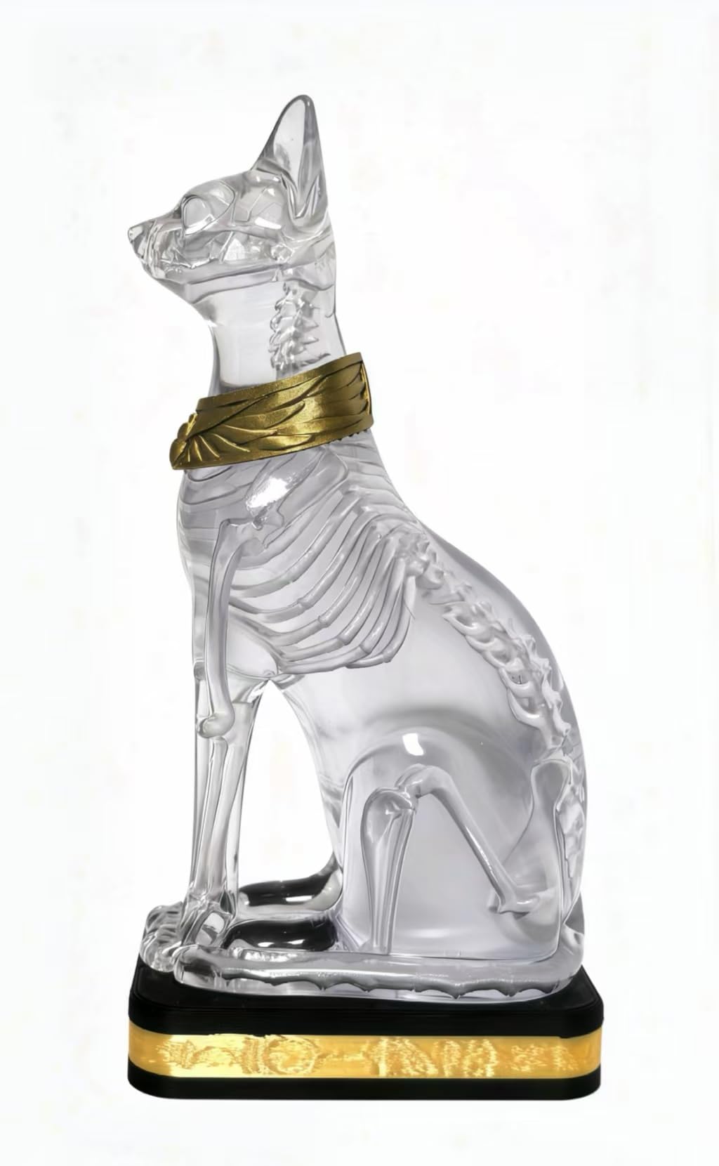 Hylophlogis 4.3 inches Tall Handcrafted Transparent Resin Cat Skeleton Statue - Egyptian Bastet Anatomical Model for Art Students, Medical Study, Unique Home Decor & Gift for Cat Lovers, Collectors