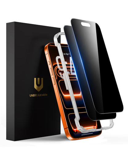 UNBREAKcable Privacy Screen Protector for iPhone 14/ iPhone 13/13 Pro, Tempered Glass [True 28°Anti Spy] [9H Hardness] [Case Friendly] Private Protector for iPhone 6.1" - 2 Pack