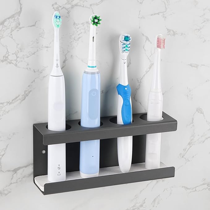 Wall Mounted Electric Toothbrush Holder, 4 Slots Stand