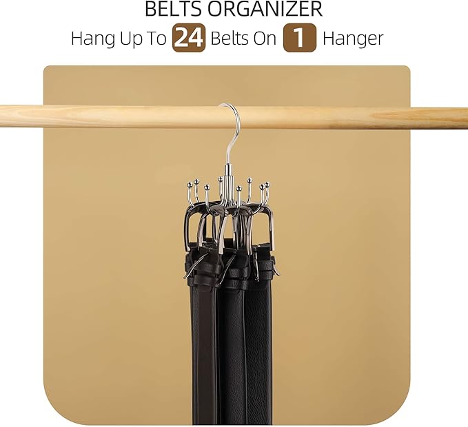 ZEDODIER Belt Hanger, 2 Pack Rotatable Belt Rack Closet Accessories Organizer