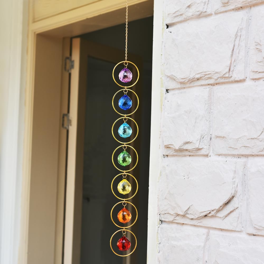 7-Chakra Hanging Crystal Chakra Suncatcher Chakra Wall Decor for Meditation